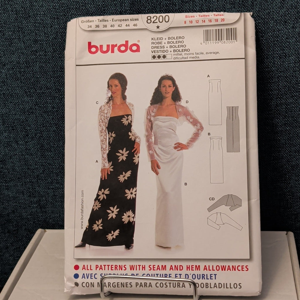 BURDA 8200 Misses Strapless Evening Gown Pattern | Wedding Dress Sz 8-20 UNCUT