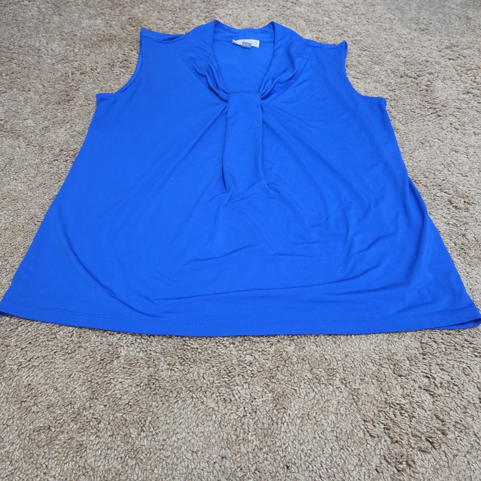 Dana Buchman Draped Neck Blue Sleeveless Top Blouse Gently Used Large
