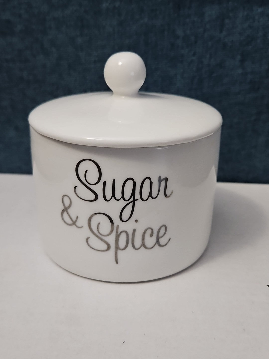 Ceramic Sugar Bowl with Lid | "Sugar & Spice"