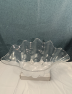 Large Acrylic Clam Shell Serving Bowl 18" Wavy Scalloped Beach House Centerpiece