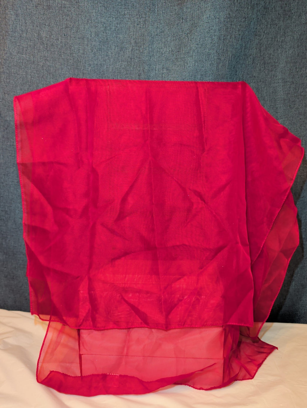 Red Chiffon Evening Shawl Wrap Capelet Bridal PreOwned 65x19