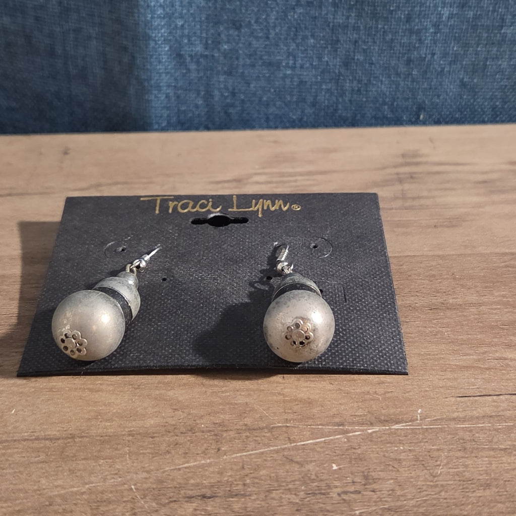 Traci Lynn Parachute Drop Earrings Silver Tone Brushed Dangle