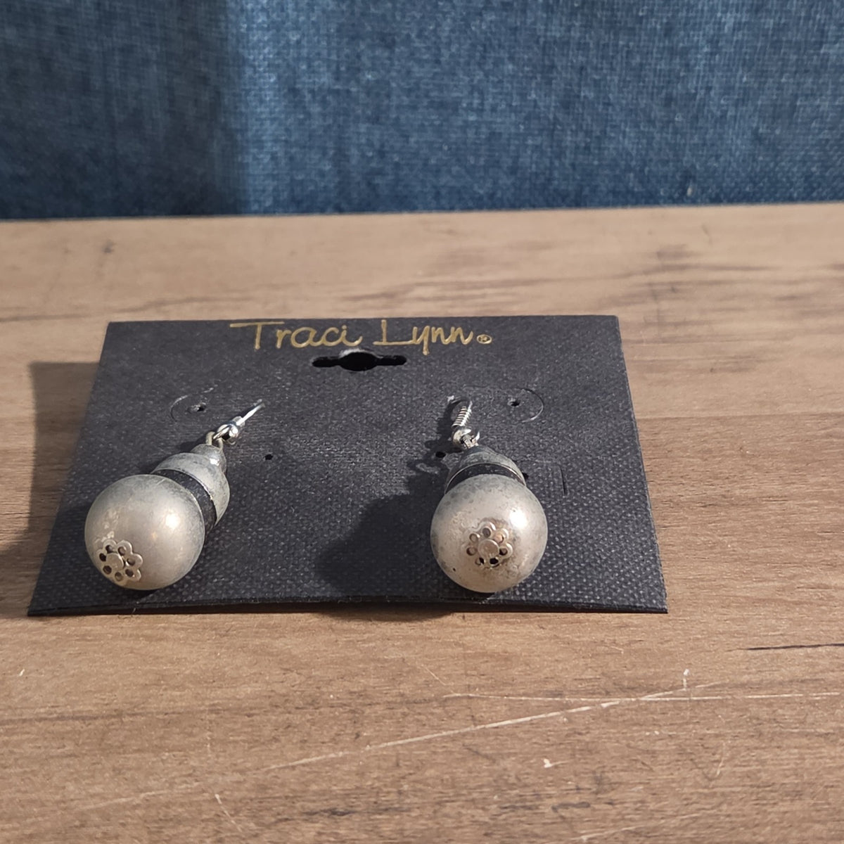 Traci Lynn Parachute Drop Earrings Silver Tone Brushed Dangle