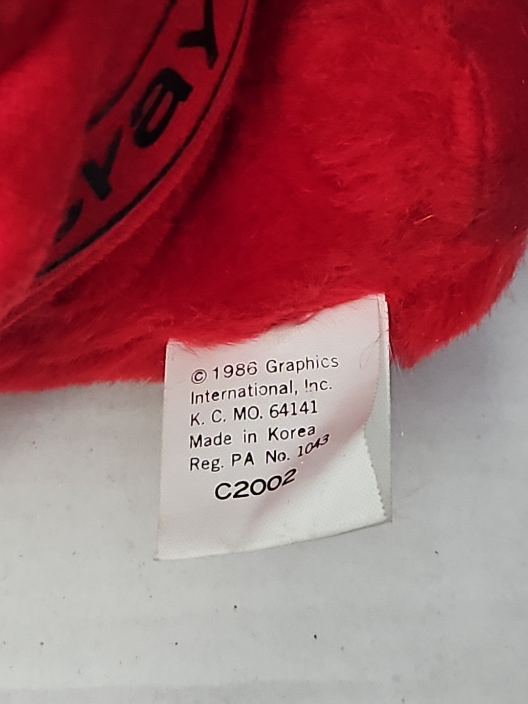 Vintage 1986 Crayola Teddy Bear Plush | Red Crayon Shirt | 7" Stuffed Animal |