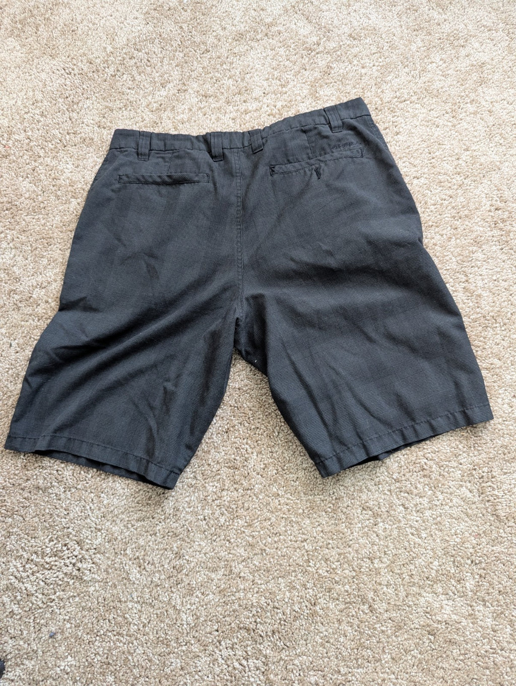 O'Neill Men's Hybrid Flat Front Shorts Size 34 Black Micro Plaid Stretch Chino