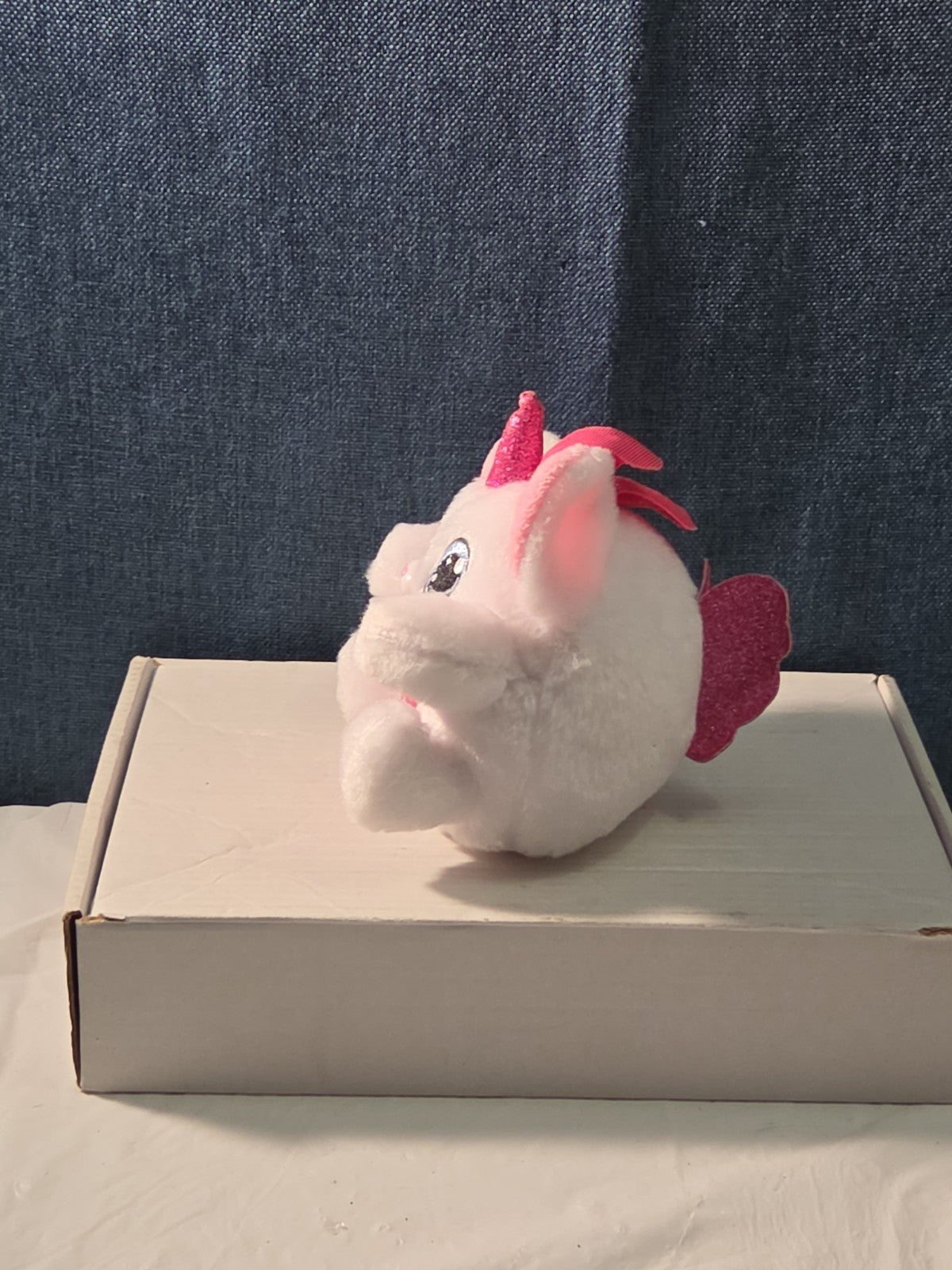 ZURU Rainbocorn Puppycorn Penny the Pug 5" Plush White Pink Bow Glitter Horn