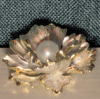 Peony Flower Brooch Pin Gold Tone Faux Pearl Enamel Coquette NWOT