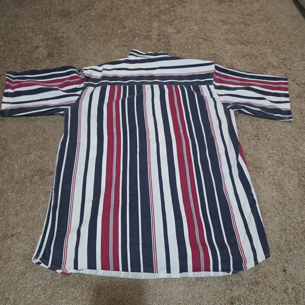 Pine Grove Striped Button Down Shirt Cotton Vintage 90s Retro Men Size M