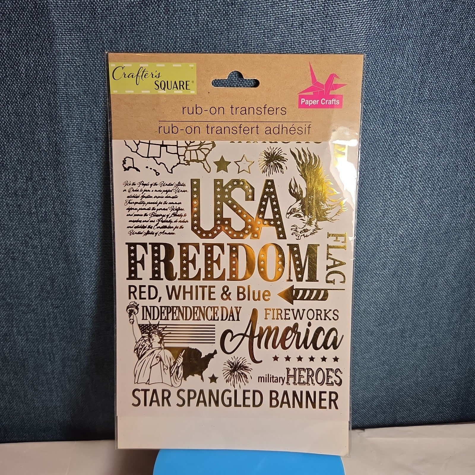 Crafters Square Gold Foil USA Patriotic Rub-On Transfers