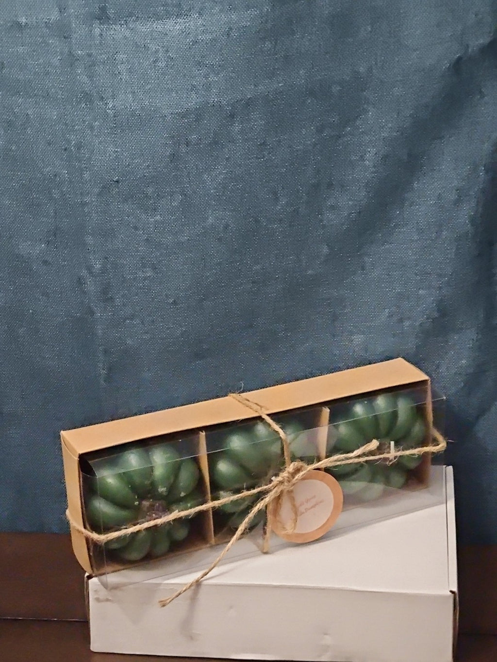 Set of 3 Green Pumpkin Candles | Vanilla Scented Molded Wax | Fall Farmhouse