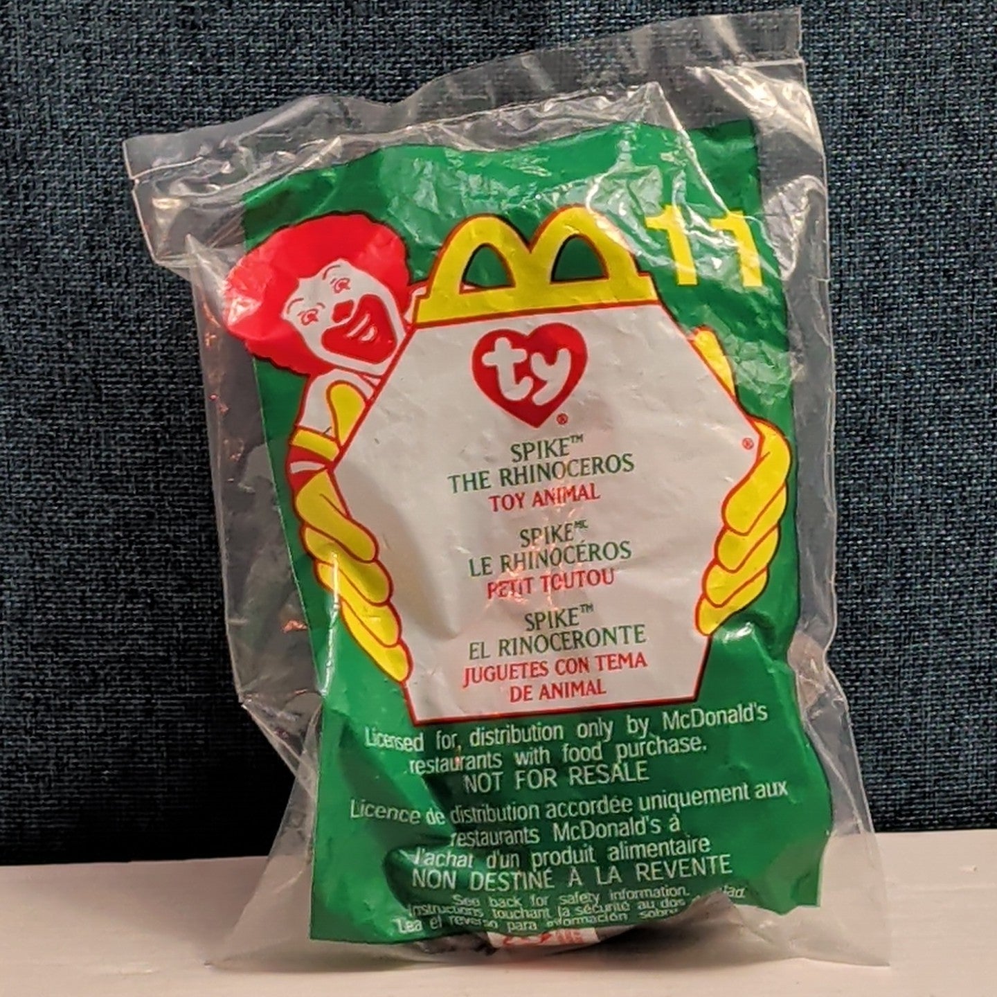 Ty Teenie Beanie Baby Spike Rhinoceros #11 McDonald’s 2000 New in Package Retire