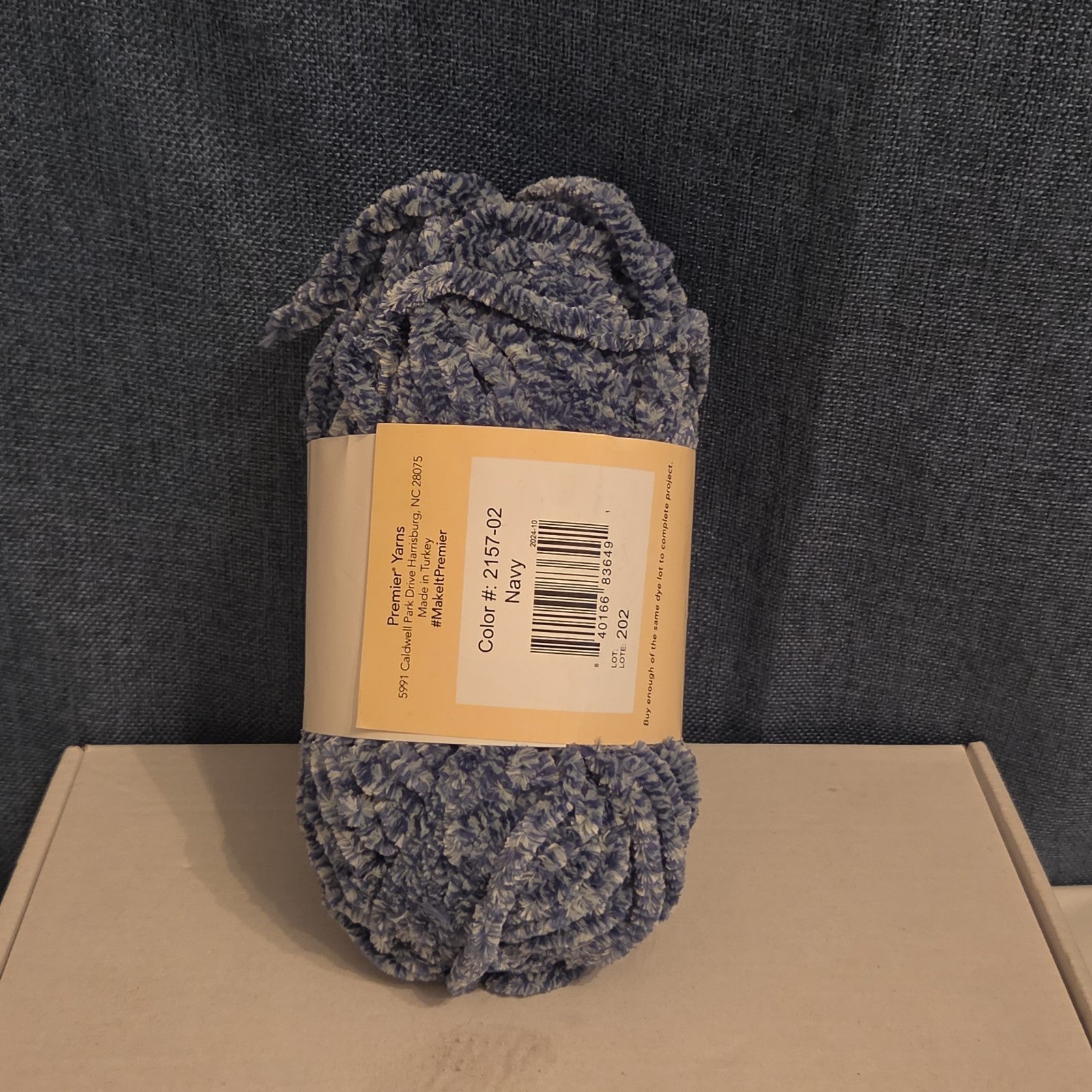 Premier Just Chenille Medley Yarn Navy Blue Lot 202 Bulky 5 Polyester