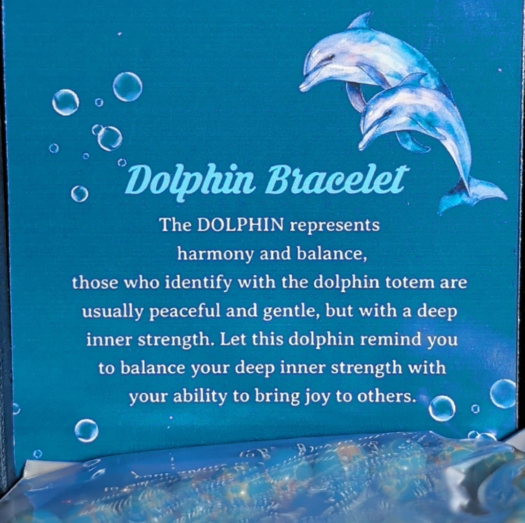 Dolphin Charm Blue Imperial Jasper 8mm Stretch Bracelet Boho NIB