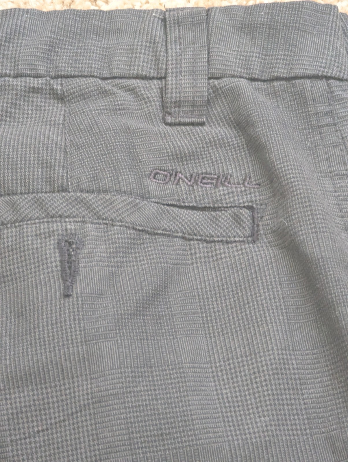 O'Neill Hybrid Boardshorts Men's Size 34 Gray Plaid Swim Trunks Walker Shorts
