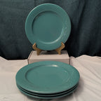 Set of 4 Royal Norfolk Dinner Plates Turquoise Teal Blue Scrolls Rim 10.5"