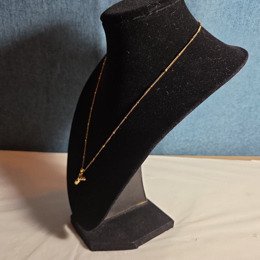 Y Initial Bubble Letter Necklace Gold Tone Satellite