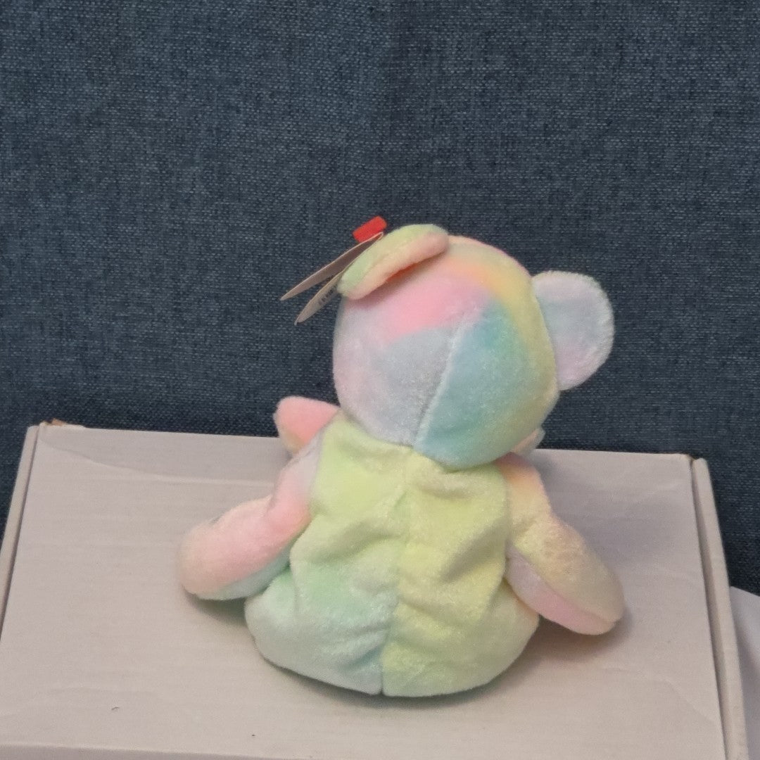 TY Beanie Baby B.B. BEAR The Birthday Bear 1999 | Pastel Tie-Dye | Mint Tags NEW