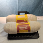 Vintage Care-Free Yarn 4-Ply Worsted Off White Lot 2 Skeins 18oz Total NOS Orlon