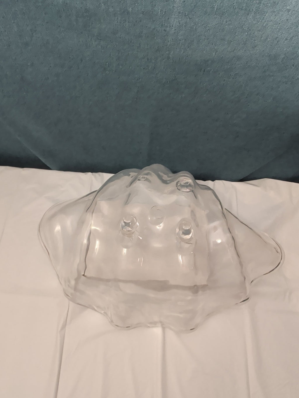 Large Acrylic Clam Shell Serving Bowl 18" Wavy Scalloped Beach House Centerpiece