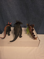 Dinosaur Toy Figures Lot of 3 Triceratops Stegosaurus Vintage Plastic Toy