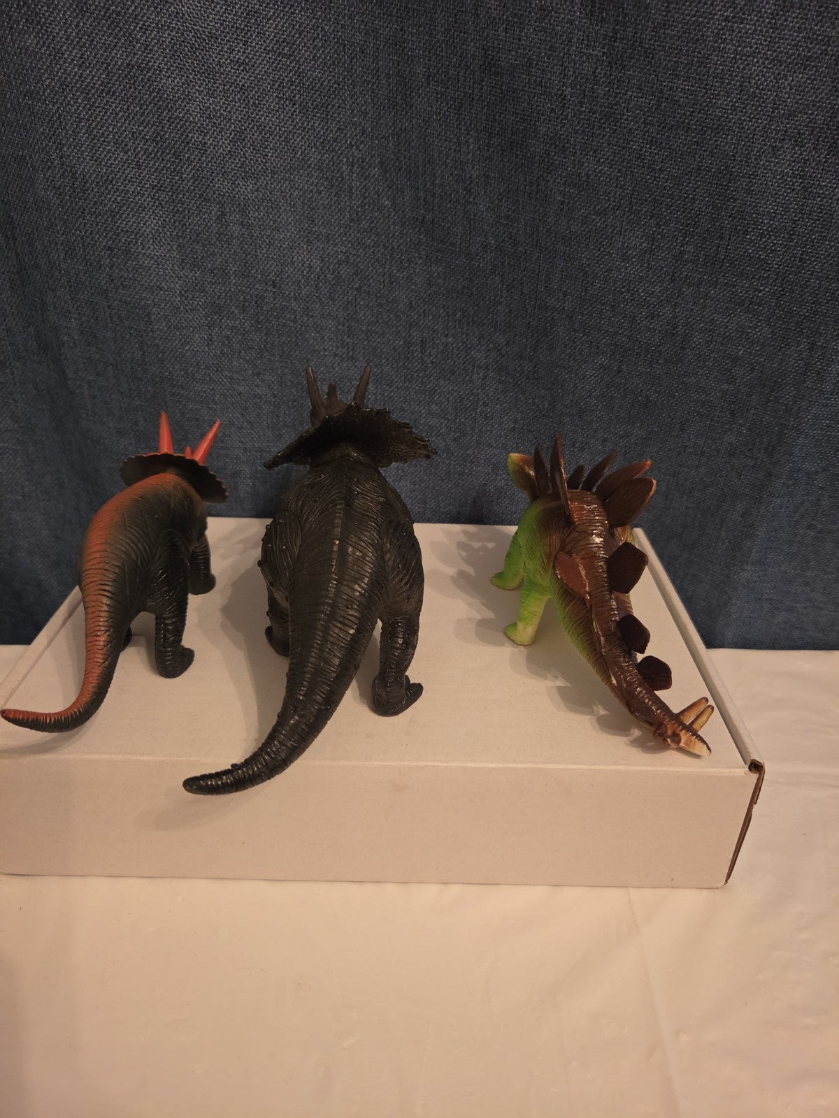 Dinosaur Toy Figures Lot of 3 Triceratops Stegosaurus Vintage Plastic Toy