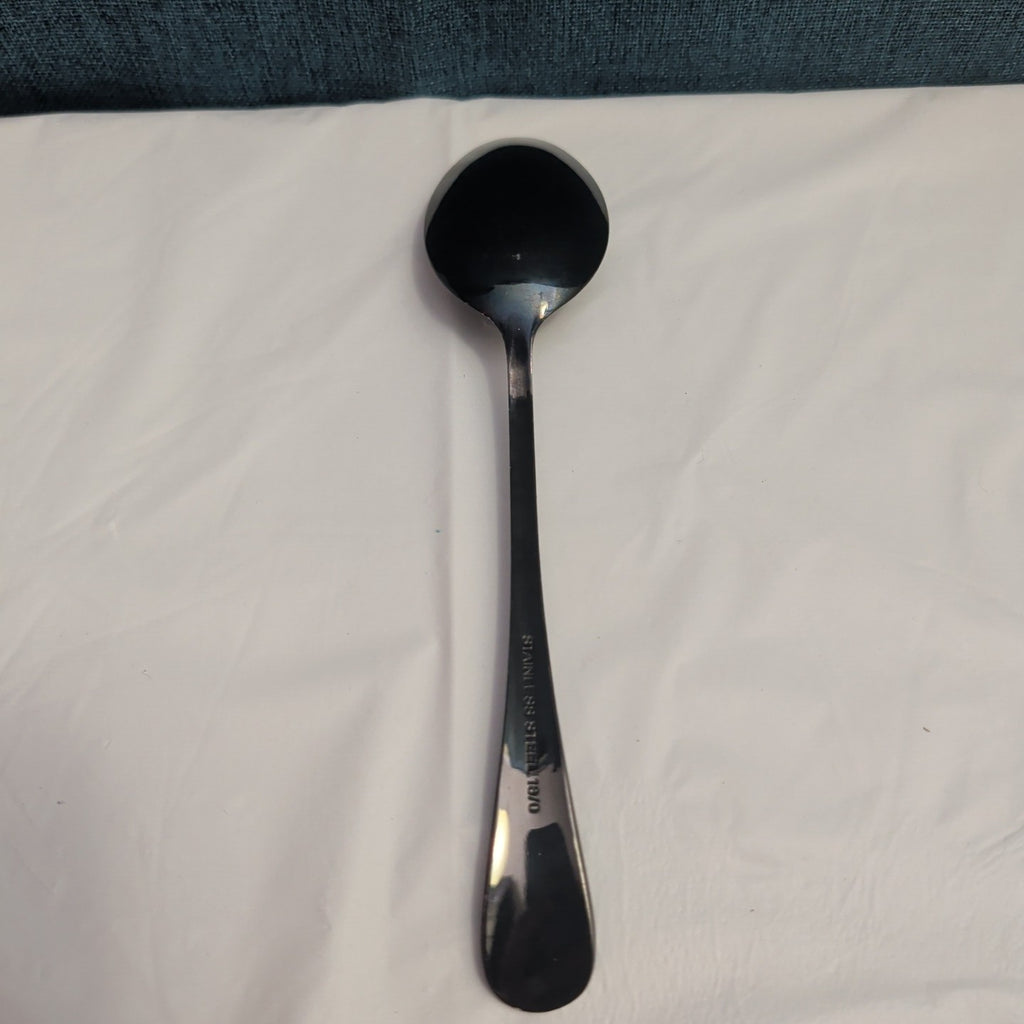 Set of 8 Black Stainless Steel Spoons 18/0 Modern Onyx Flatware Table Spoons Set