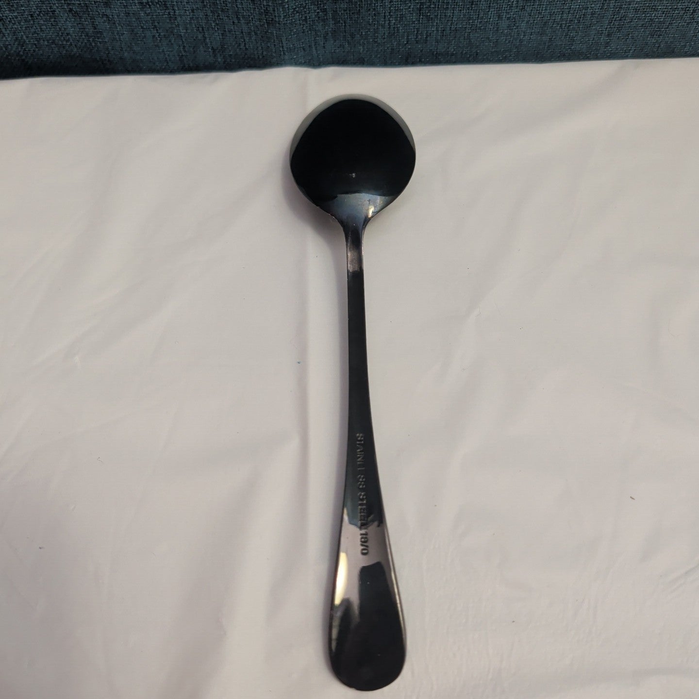 Set of 8 Black Stainless Steel Spoons 18/0 Modern Onyx Flatware Table Spoons Set
