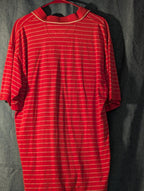 Greg Norman Collection Men's L 100% Cotton Red White Stripe Golf Polo Shark Logo
