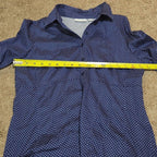 New York & Company Blouse Blue Polka Dot Button Down Office Wear Used Size L