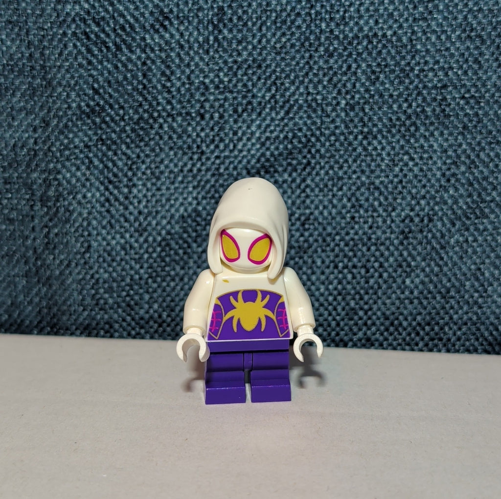 LEGO Marvel Ghost Spider Minifigure Gwen Stacy Kids Custom Sitting Toy Used