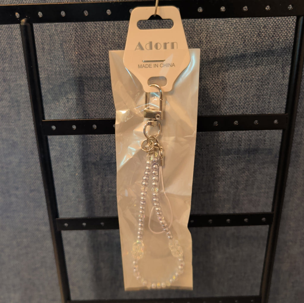 Adorn Beaded Phone Strap Charm Pearl Glass Crystal Y2K Keychain New Card