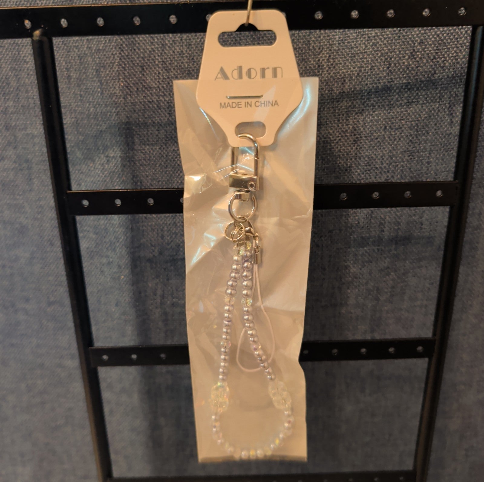 Adorn Beaded Phone Strap Charm Pearl Glass Crystal Y2K Keychain New Card