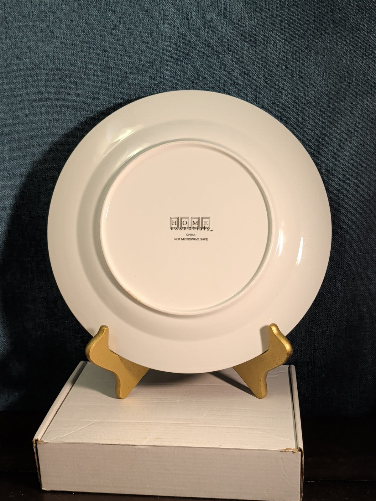 Home Essentials China Dinner Plate White with Gold Rim Individual Replacement