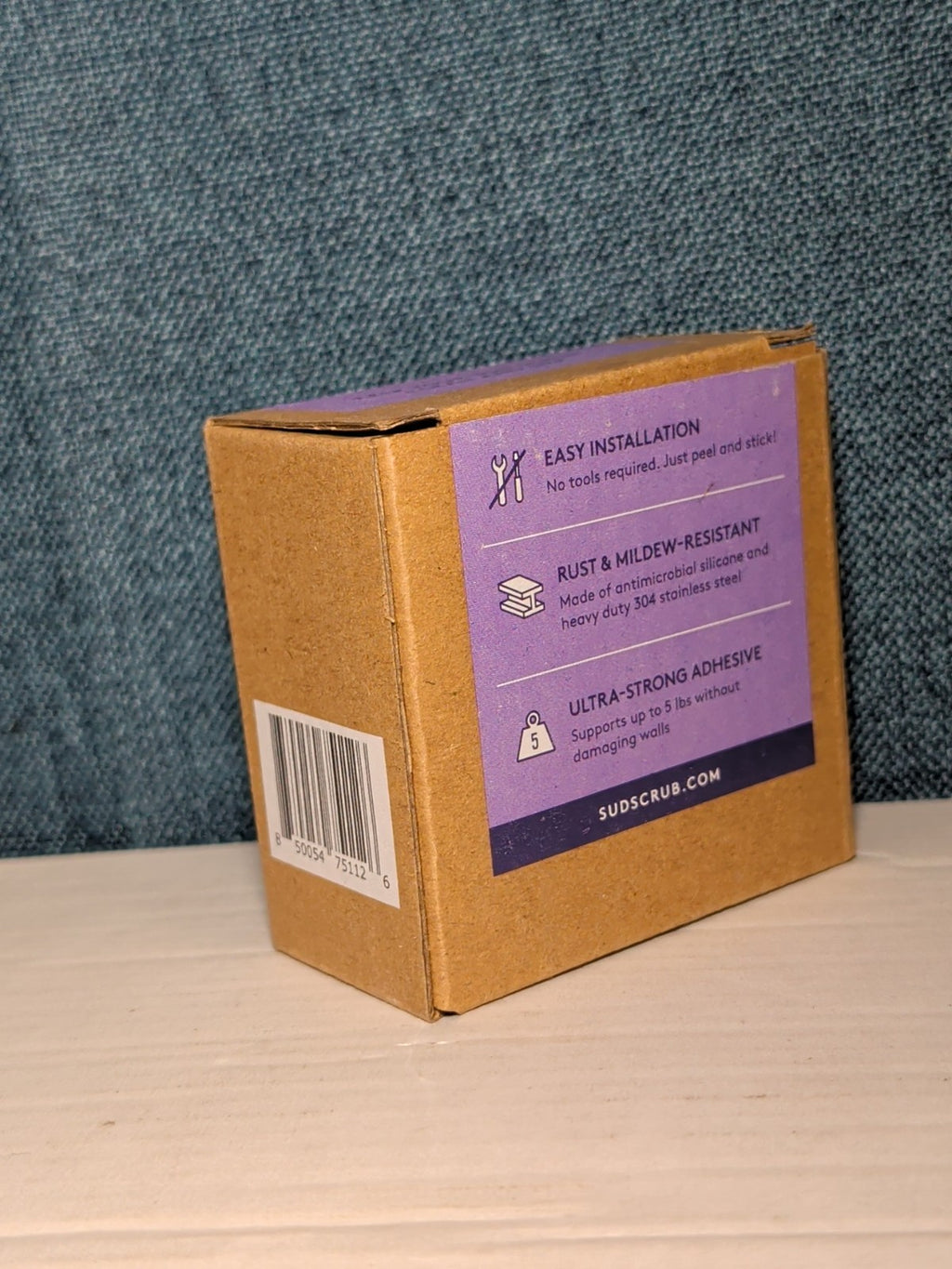 NEW Sud Scrub Antimicrobial Shower Hook Purple | Adhesive Rust-Resistant Holder