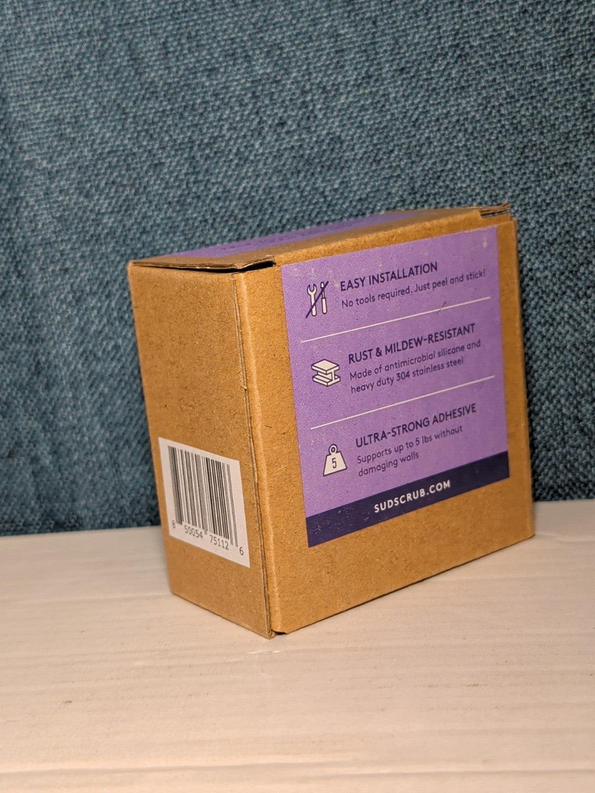 NEW Sud Scrub Antimicrobial Shower Hook Purple | Adhesive Rust-Resistant Holder