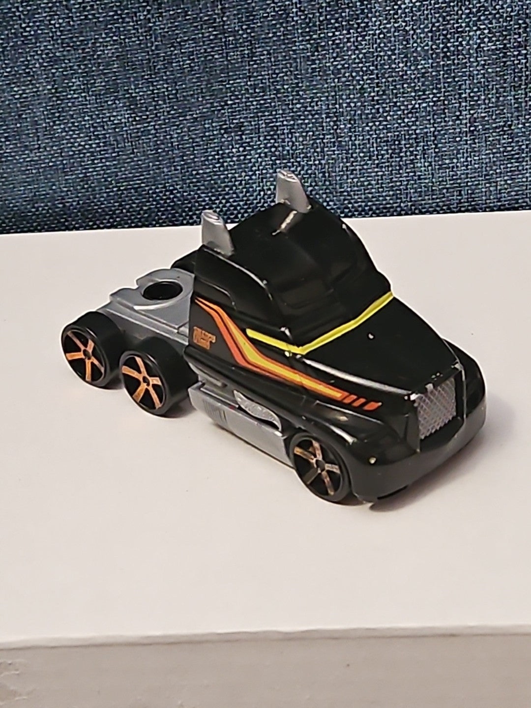 Hot Wheels Semi Truck Cab | Track Stars Black & Orange Racing Hauler