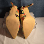 Liliana Fruit Print Pumps 8.5 Scalloped Stiletto Heels Watercolor Fruit Salad