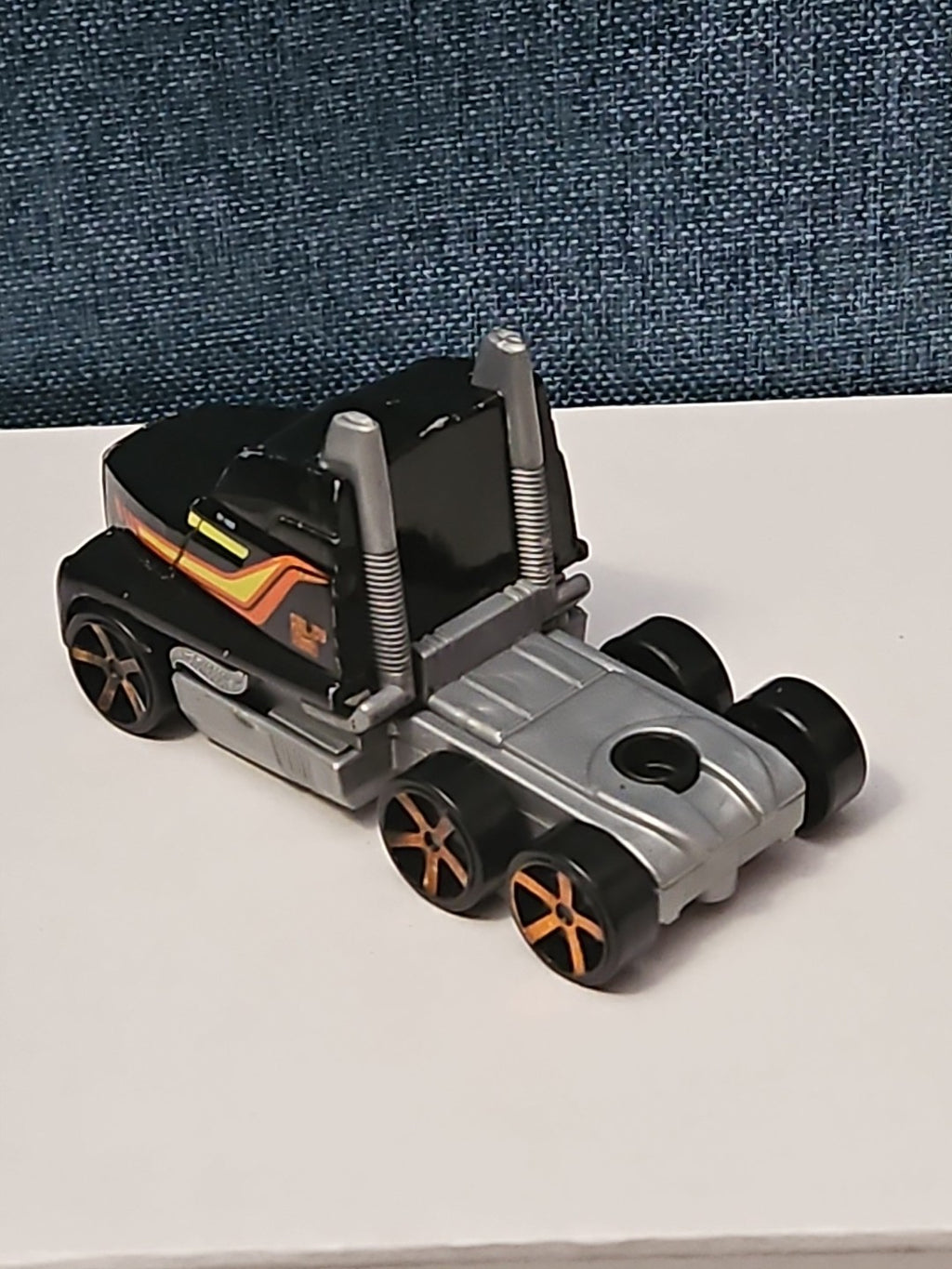 Hot Wheels Semi Truck Cab | Track Stars Black & Orange Racing Hauler
