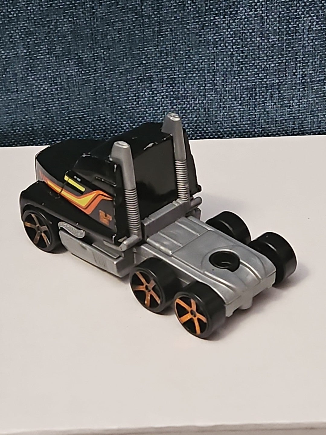 Hot Wheels Semi Truck Cab | Track Stars Black & Orange Racing Hauler