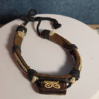 Boho Tribal Leather Cord Bracelet Carved Bead Unisex