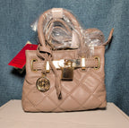 Studio Badgley Mischka Quilted Mini Tote Taupe Vegan Leather NWT