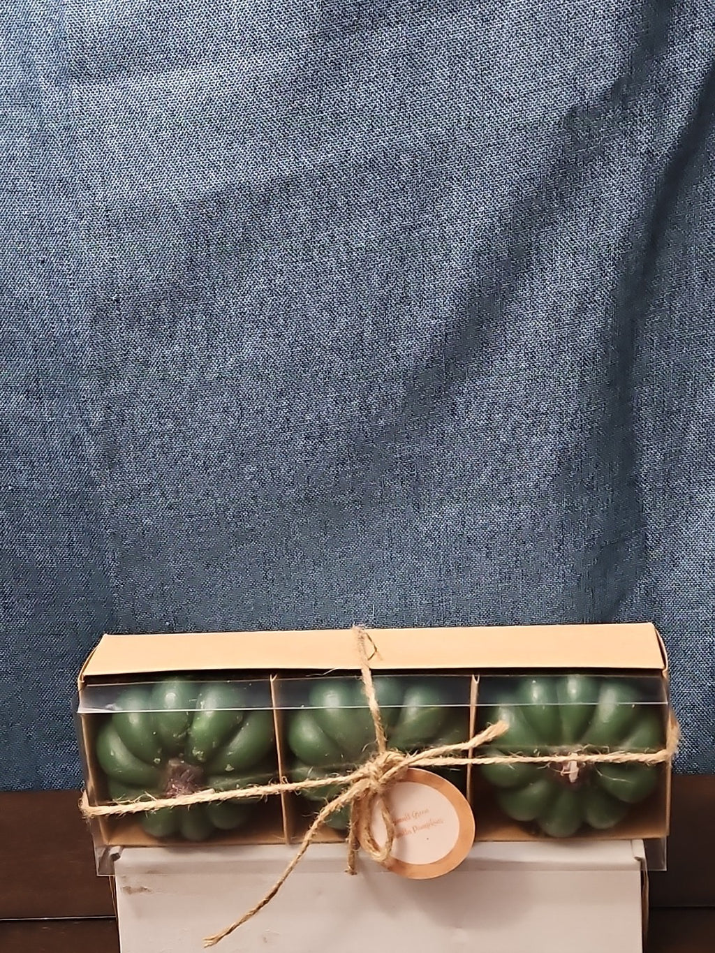 Set of 3 Green Pumpkin Candles | Vanilla Scented Molded Wax | Fall Farmhouse