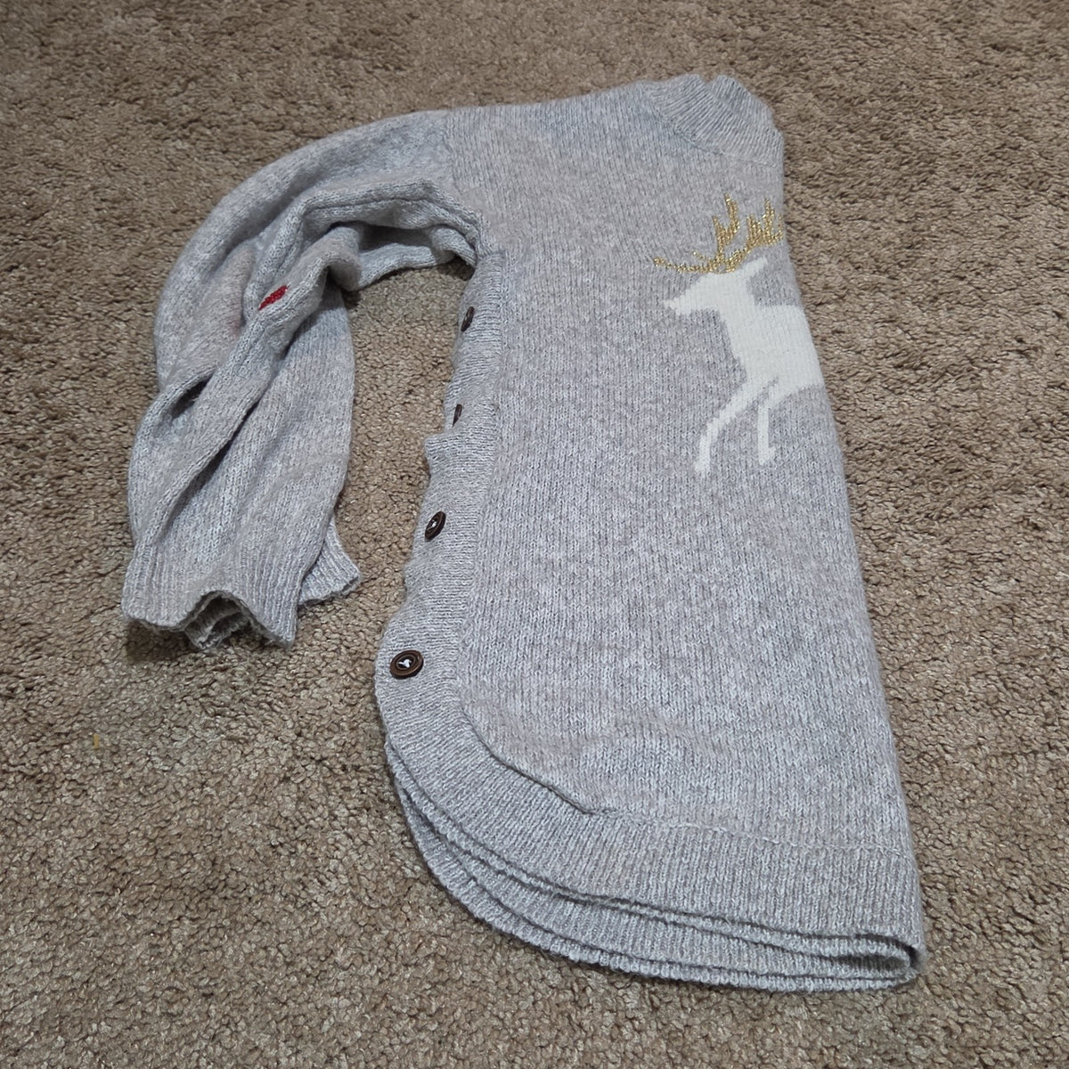 Hatley Girls Reindeer Knit Dress Size 10 Holiday Winter Sparkly Grey