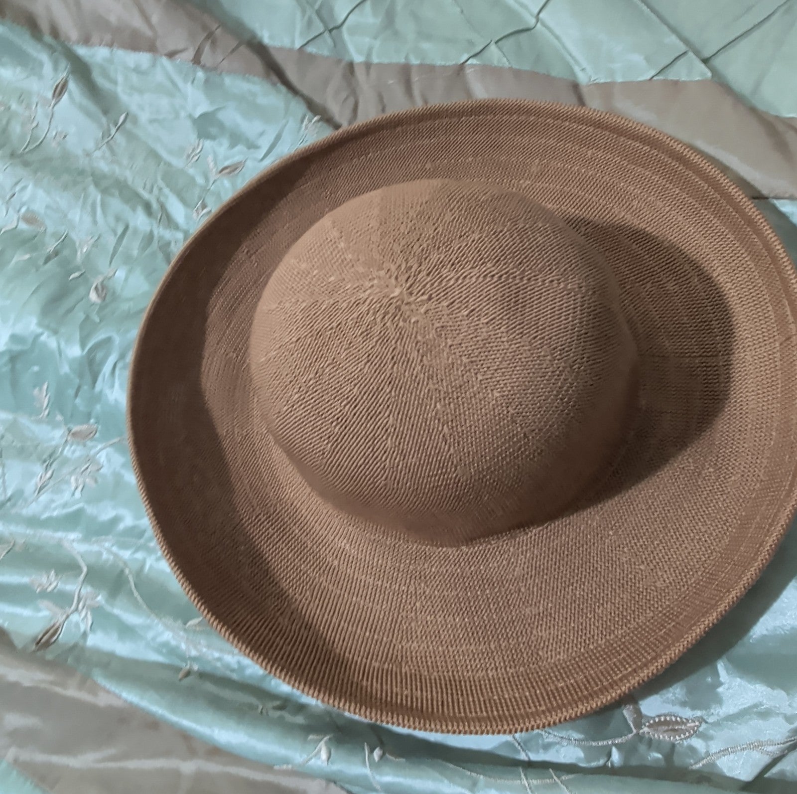 Scala Wide Brim Floppy Sun Hat Brown Acrylic Woven Packable Travel Retro