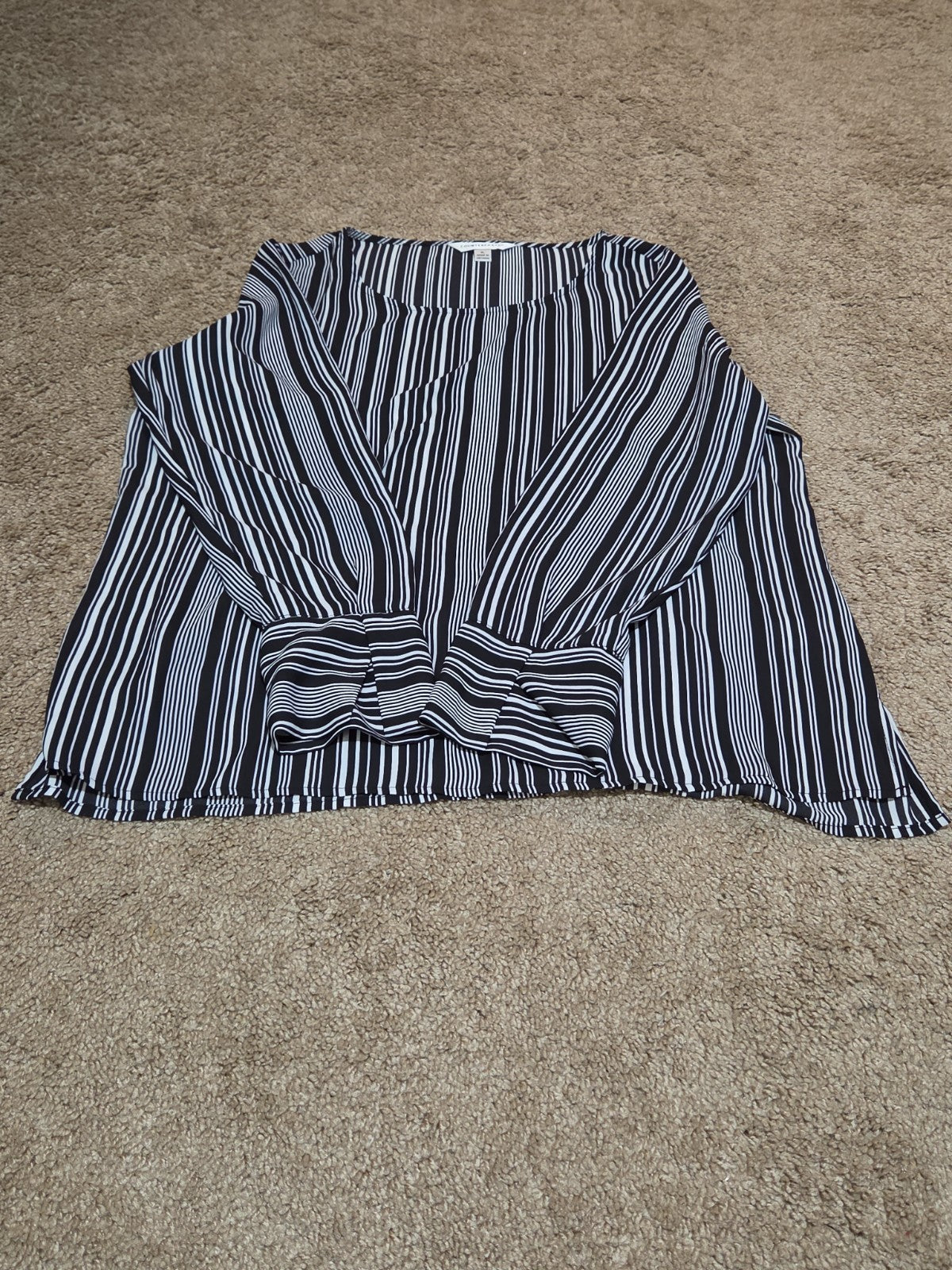 Counterparts Striped Blouse Women XL Black White Long Sleeve Top