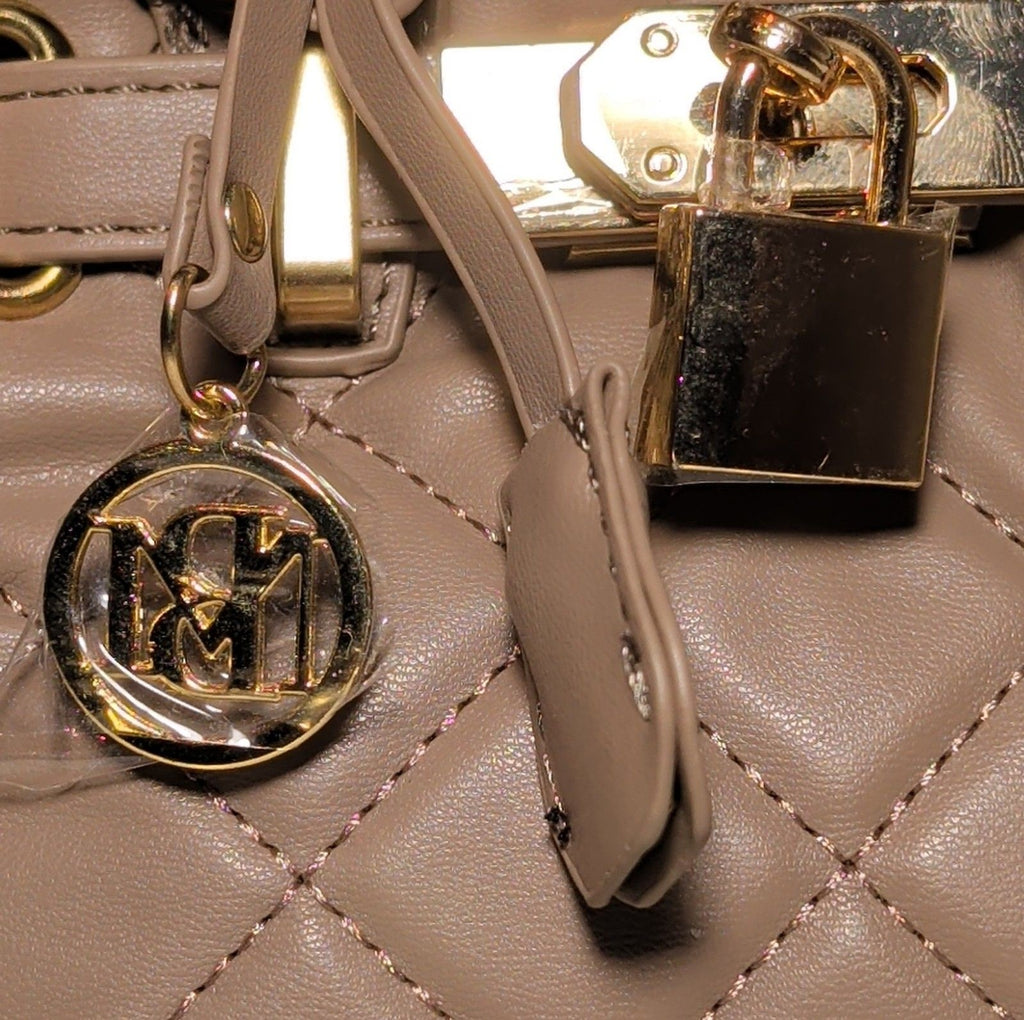 Studio Badgley Mischka Quilted Mini Tote Taupe Vegan Leather NWT