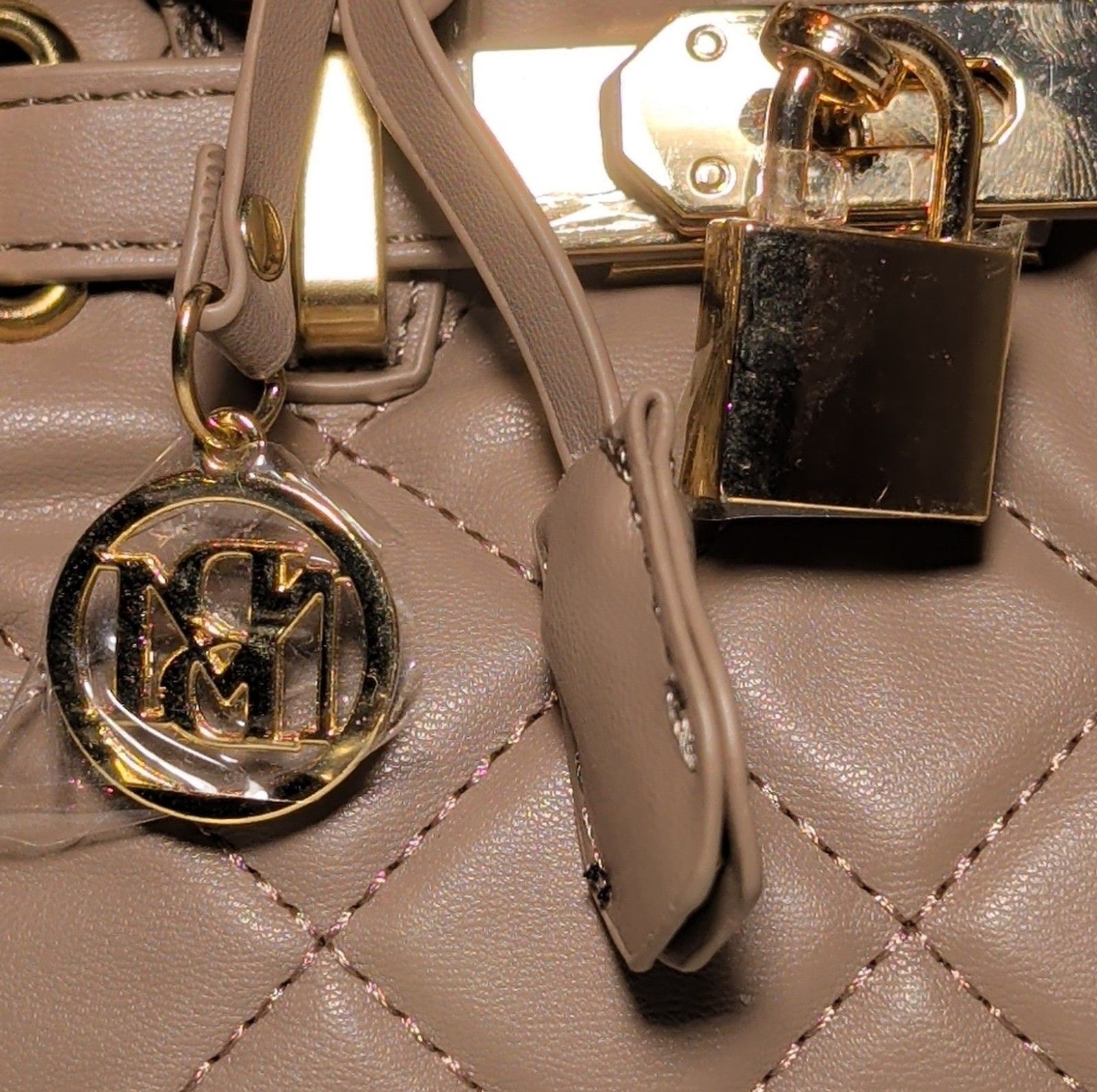 Studio Badgley Mischka Quilted Mini Tote Taupe Vegan Leather NWT