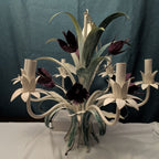 Vintage Floral Chandelier 6-Arm | Purple Tulips MCM | Hollywood | Tested