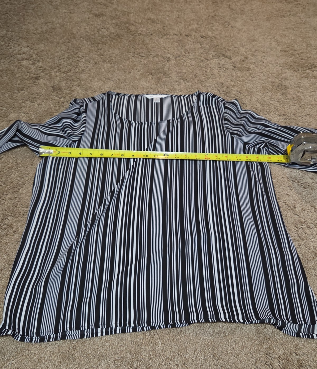 Counterparts Striped Blouse Women XL Black White Long Sleeve Top