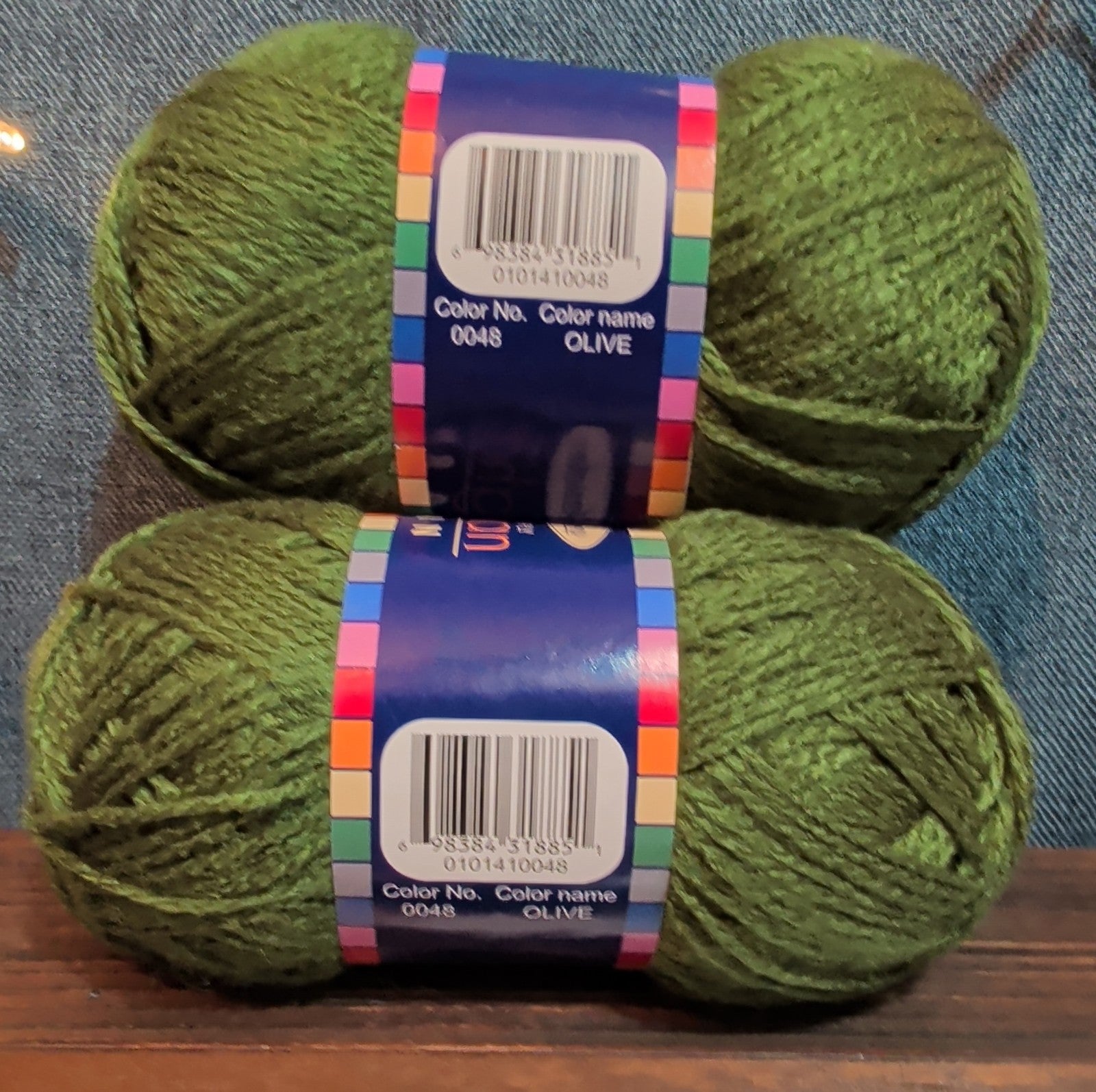 Herrschners Afghan Yarn 2 Ply Fern Green Acrylic 2 Skein Lot 0048